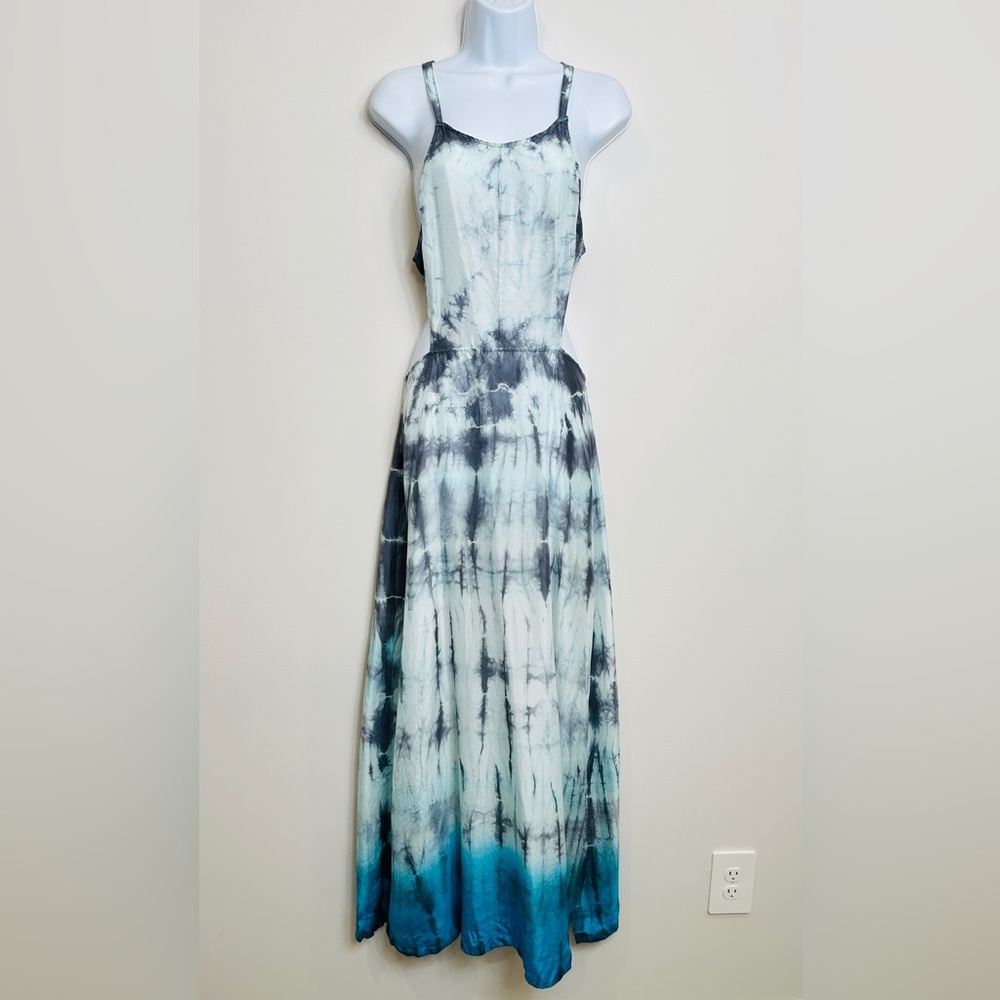 Tie Dye Ombre Silk Crisscross Open Back Maxi Dress By Intimately Free People  S
